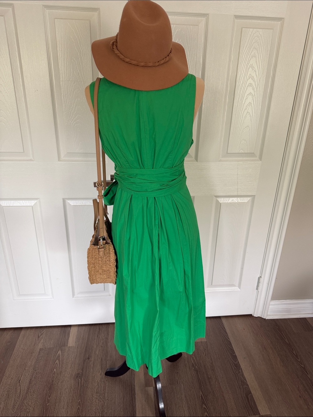 J.JCrew Kelly Green Wrap Dress with Side Tie Cotton dress - Picture 8 of 13